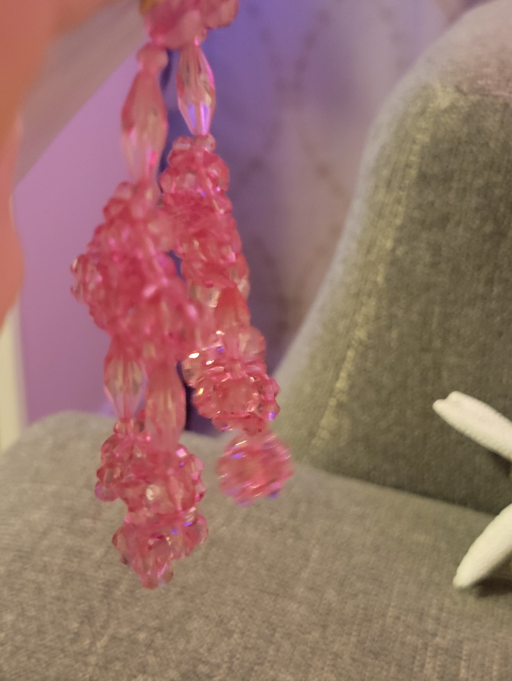 J. Crew Pink Faceted Beaded Chandelier Earrings - Picture 6 of 8